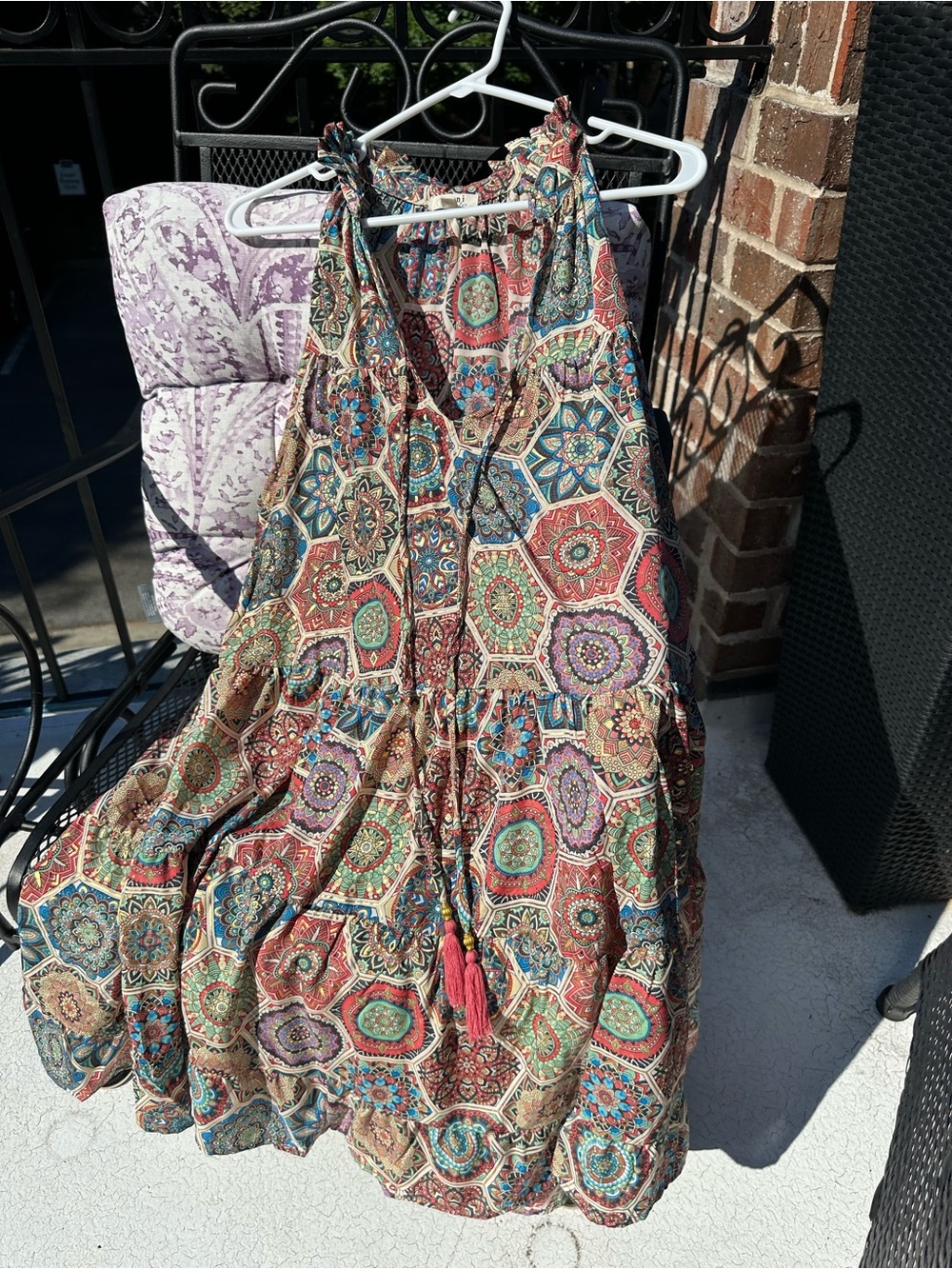 Paani Boho Paisley, Metalic Hold, Halter Mini Dress - Multi Color - Picture 3 of 7
